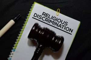 religious discrimination gavel text concept